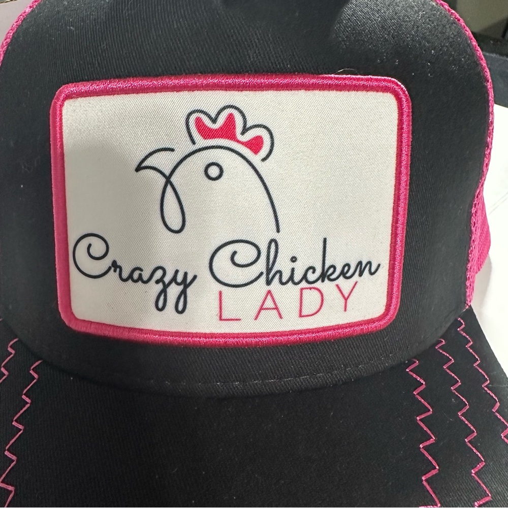 Crazy Chicken Lady Ponytail Pink Adjustable Fun Trucker Style Hat/NWT - Picture 5 of 13